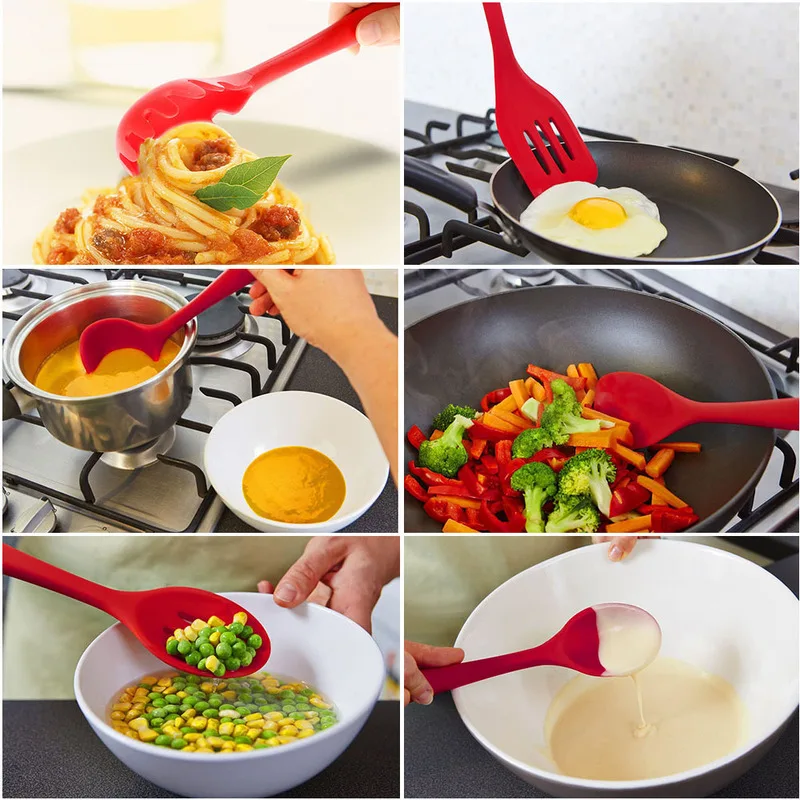 Антипригарная силиконовая кухонная утварь 6 шт. набор зеленая лопатка инструмент