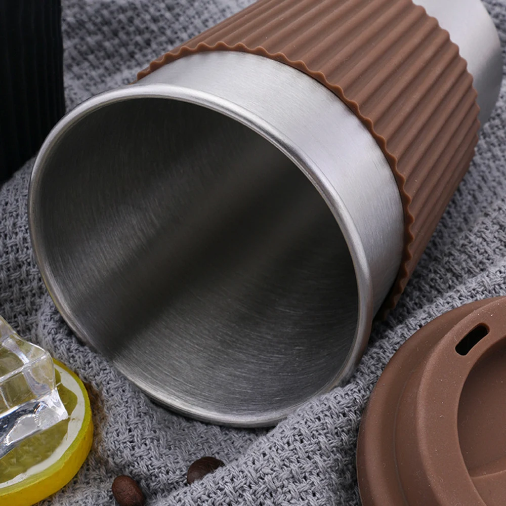 500 мл кофейная чашка из нержавеющей стали с силиконовыми крышками и рукавами сохраняет напиток горячим и холодным холодом, чашка для чая, молока, сока, кофейная кружка