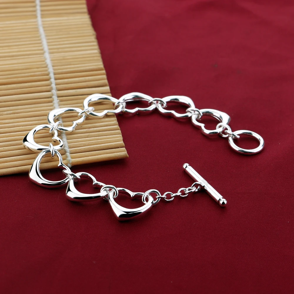 

New 925 sterling silver Charm Heart Bracelets Women Silver All heart bracelet Bracelet Female Gifts