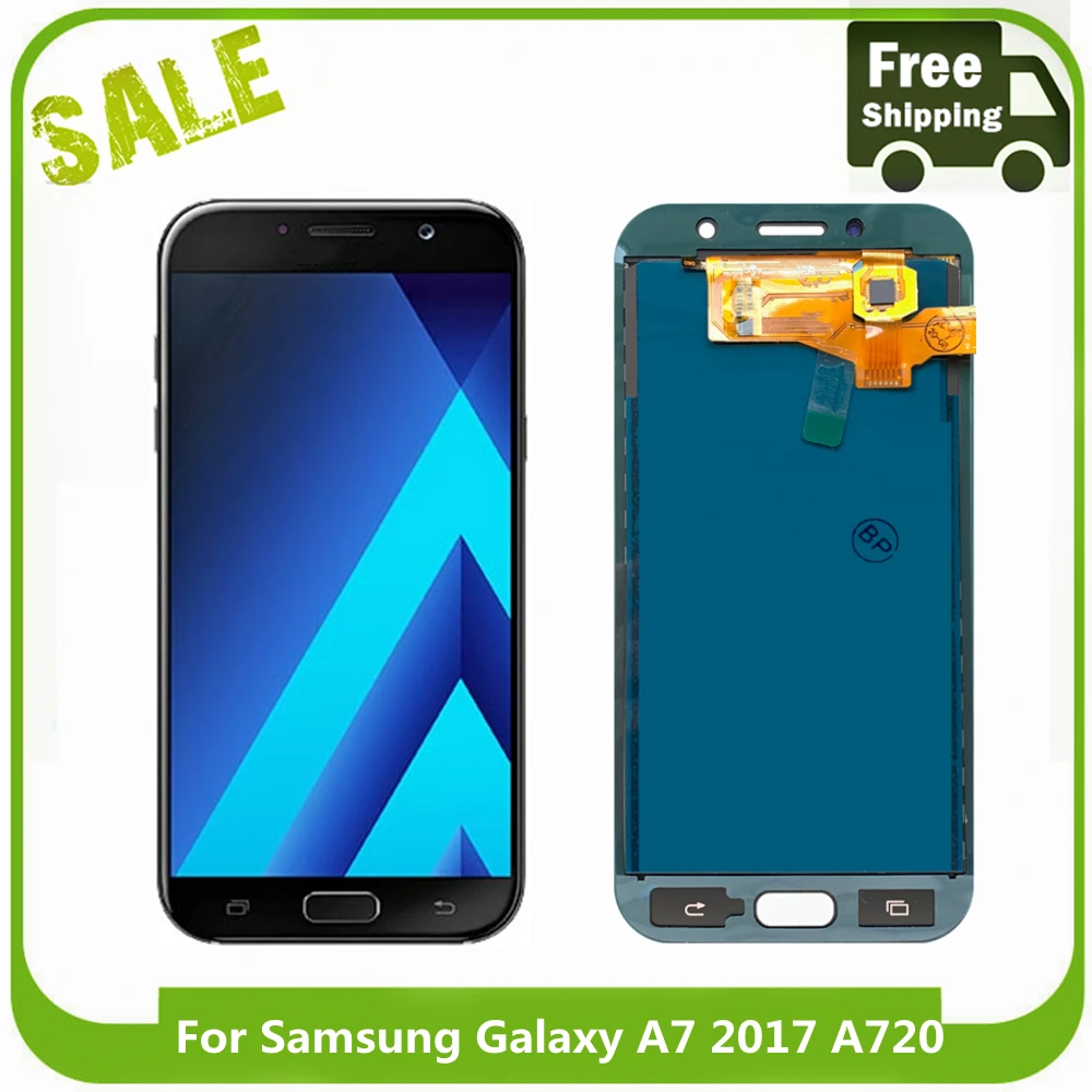 

OLED-дисплей для Samsung Galaxy A7 2017 A720 A720F SM-A720F, ЖК-дисплей, сенсорный экран, дигитайзер в сборе для SM A720, экран