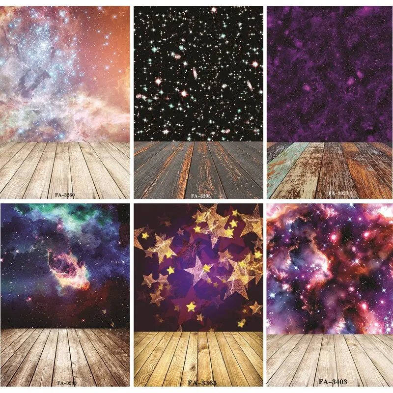 

Vinyl Custom Photography Backdrops Prop Space Starry Sky and floor Theme Photography Background FA20419-100