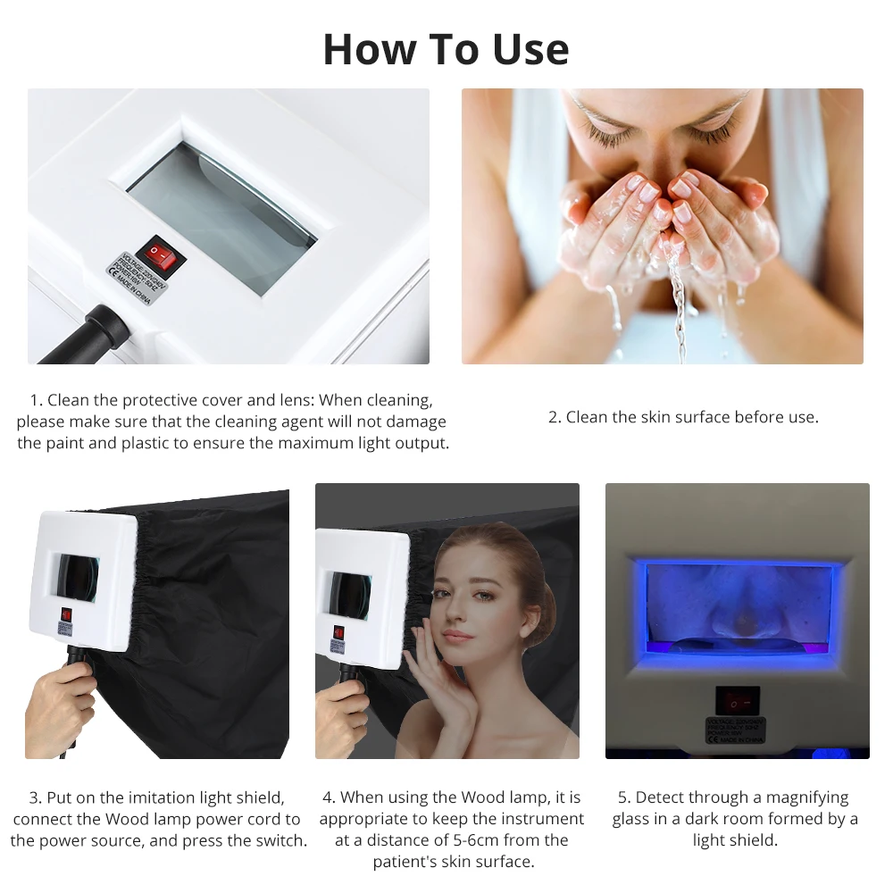 

Lamp Skin UV Analyzer Facial Skin Testing Examination Magnifying Analyzer Machine with Protective Cover Equipment SPA Tool New