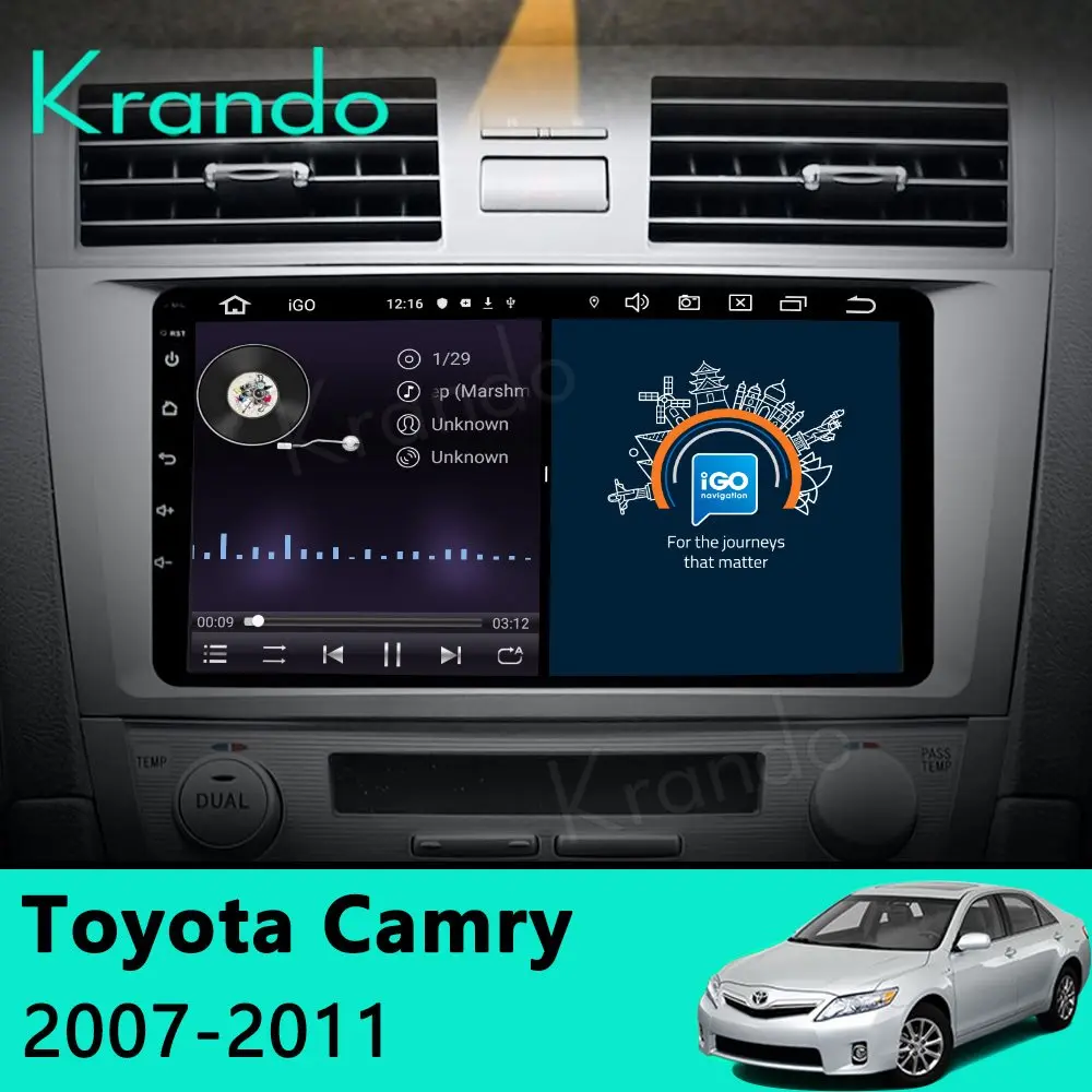 Krando Android 10.0 9&quot IPS Full Touch Car Multimedia Radio for TOYOTA CAMRY 2007-2011 Audio Gps Navigation Player Wifi Carplay |