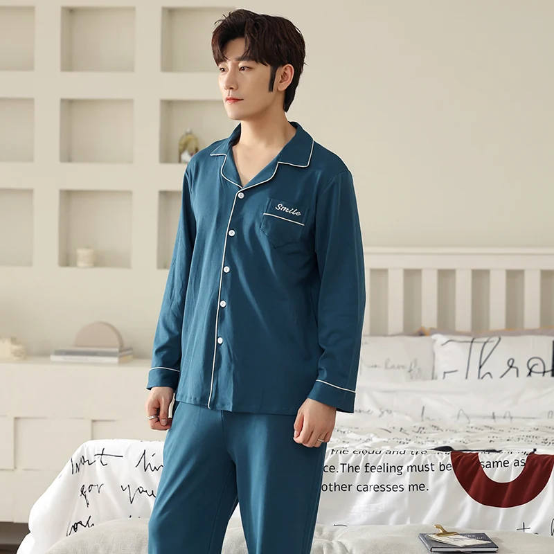 Новинка 2021 осенне-зимние хлопковые Пижамные комплекты для пар модная простая