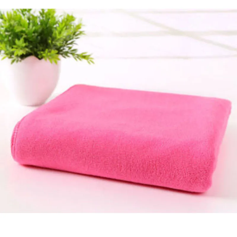 Rose Red Однотонное полотенце из натуральной микрофибры 70x140 см, впитывающее волокно, семейная мойка для ванной, Пляжное купальное полотенце s - Цвет: Rose Red