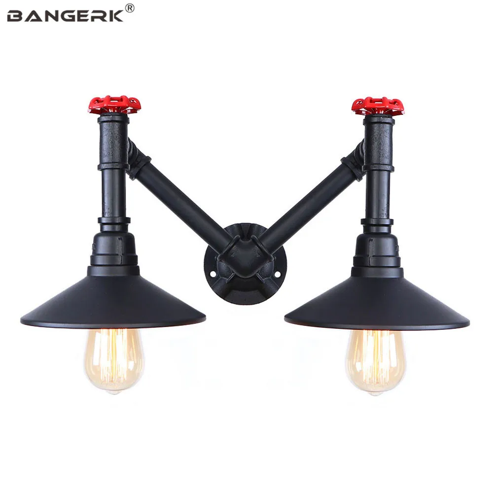 Винтажная черная светодиодсветодиодный настенная лампа прикроватный двойной