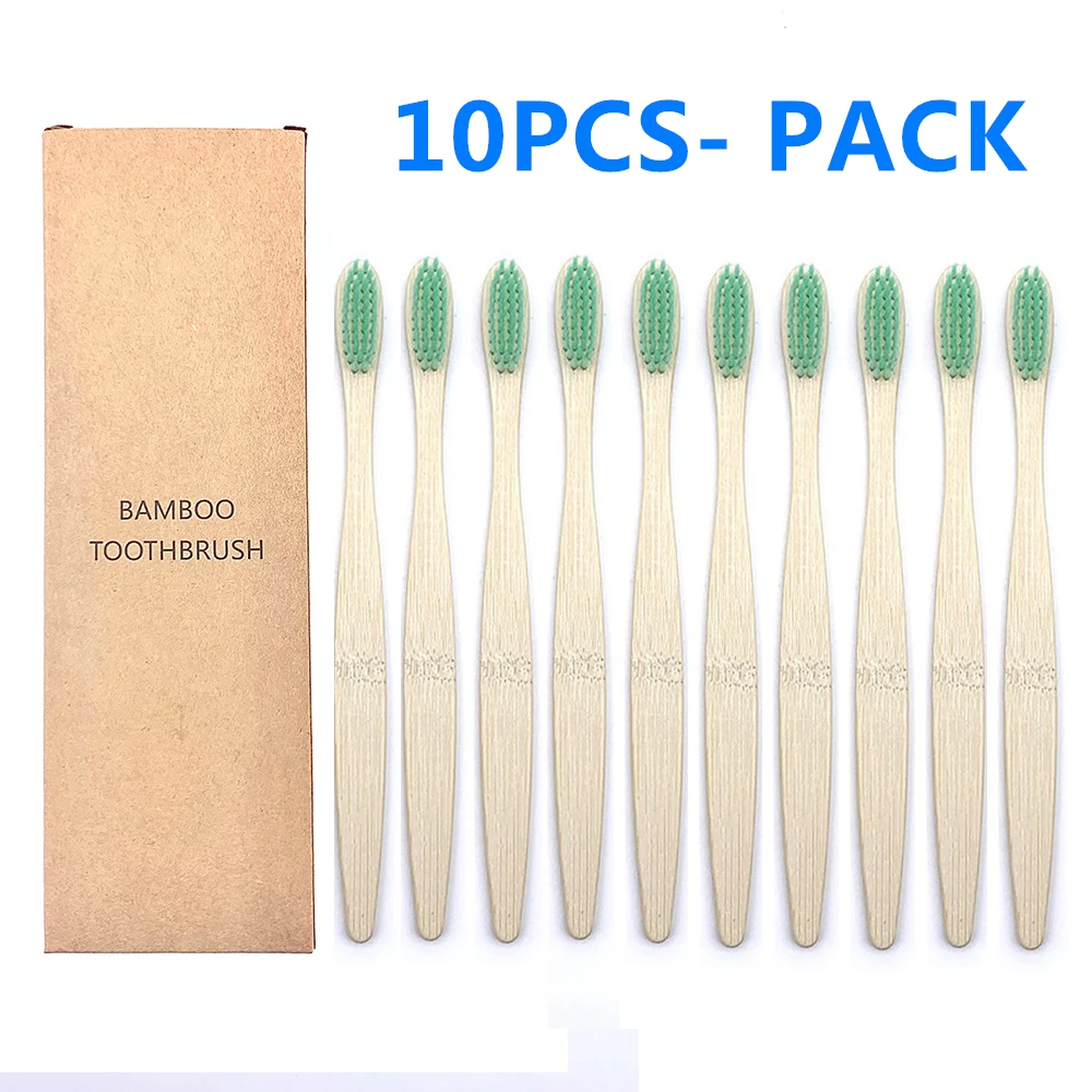 

10 Pcs Natural mixed color bamboo toothbrush Eco Friendly Biodegradable wooden Tooth Brush Soft bristle oral care toothbrush