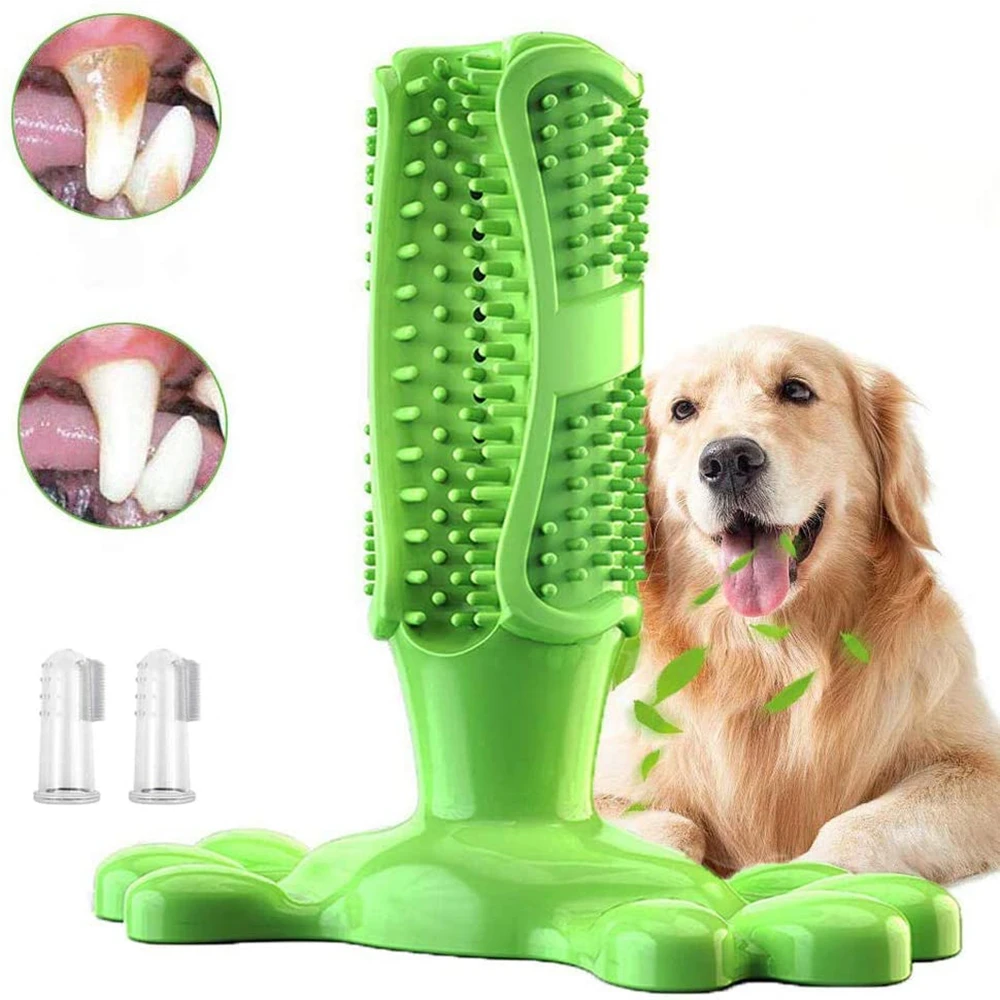 

Dog Toothbrush Chew Toys - 2019 Upgraded Puppy Dog Teeth Cleaning Stick - Natural Rubber Dental Toothbrush Toys for Dog