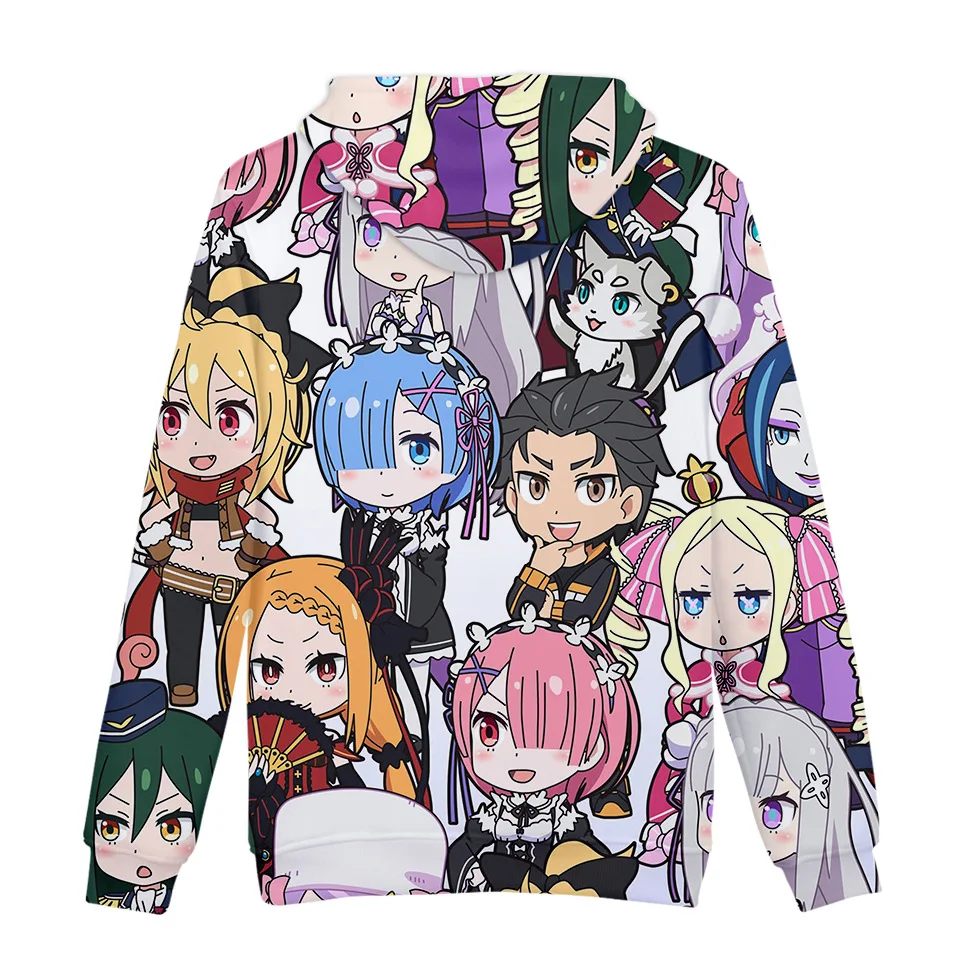 Natsuki Subaru Толстовка Re ZERO пусковая Аниме толстовки Rem Ram для женщин/мужчин Emilia пары Косплей куртка свитер Одежда