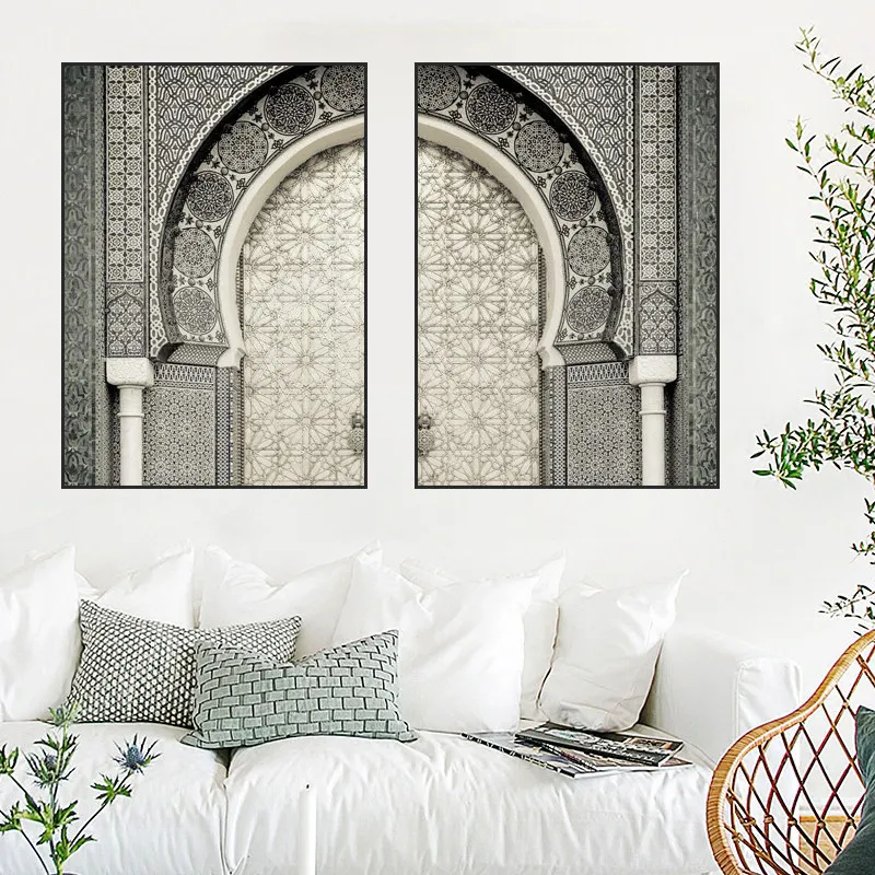 

Modern Moroccan Prints Marrakesh Door Travel Poster Wall Art Canvas Painting Pictures for Living Room Home Decoration HD0099