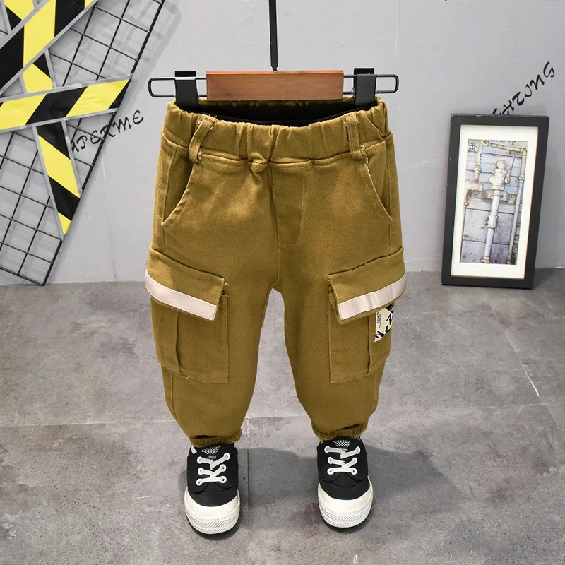 

DFXD 2-7Years Baby Boys Letter Cargo Pants 2020 Autumn Kids Clothing Long Multi-pockets Black/Khaki Trousers Leisure Kids Pants