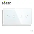 Bseed 4 Gang сенсорный диммер 1 способ 157 мм светильник Диммер с украшением в виде кристаллов класса Панель переключатель цвет: белый, черный, золотой