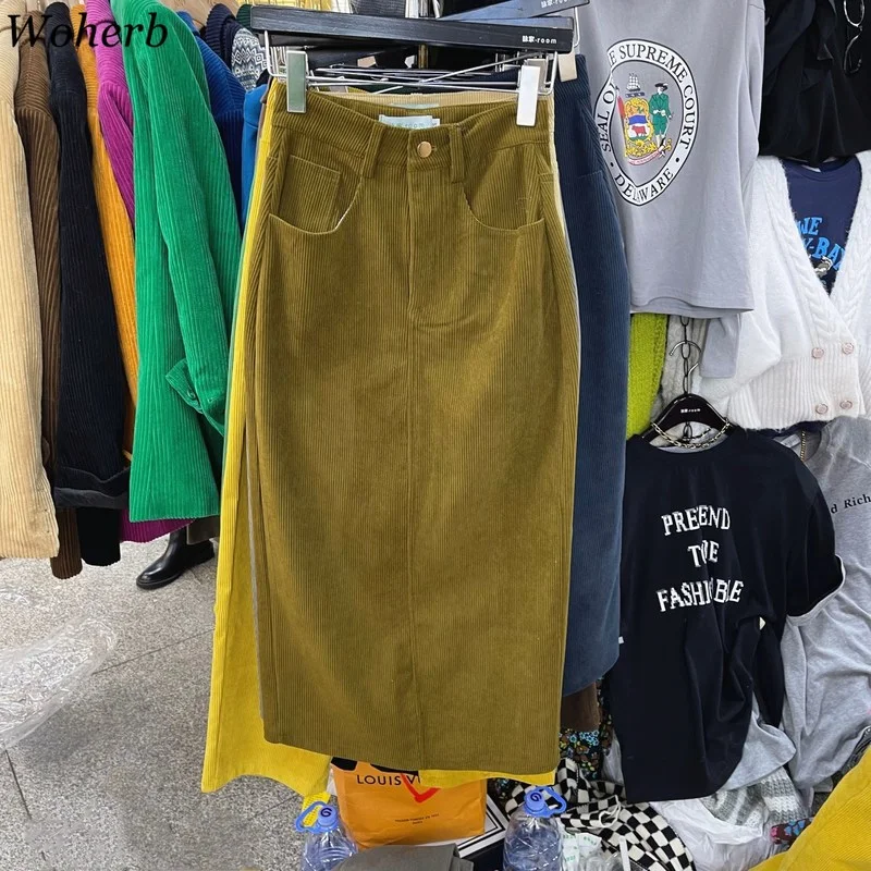 Женские винтажные юбки Woherb с завышенной талией приталенные Женская мода 2022