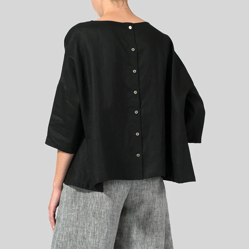 Женская Элегантная блузка ZANZEA летняя Рабочая Рубашка с круглым вырезом и рукавом