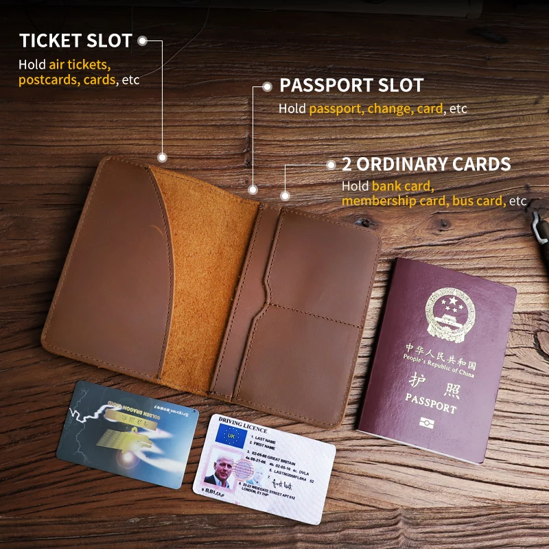 100% Genuine Leather Men Passport cover Women Business Card ID Holder Case Cover Men'wallet on the passport