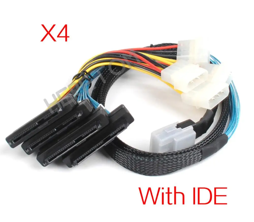 

4 шт 100 см HD диск sas sata кабели, MINI SAS 4i SFF 8087 36Pin до 4 SAS 29Pin Sff8482 4pin кабель питания