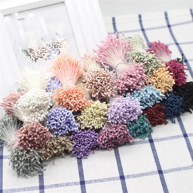 

7.5cm Mini Double Tips Flower Stamen Artificial Flowers DIY Craft Scrapbook Accessories Wedding Home Party Decor About 430pcs