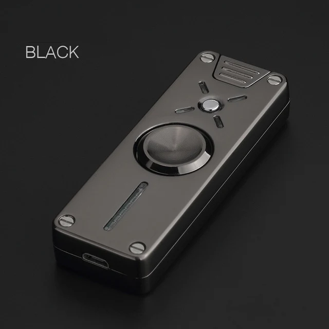 BLACK 7 светодиодный Спиннер для пальцев Ручной USB Зажигалка для сигарет; защита от ветра электрическая плазменная дуговая Вольфрамовая турбо зажигалка для мужчин - Цвет: BLACK