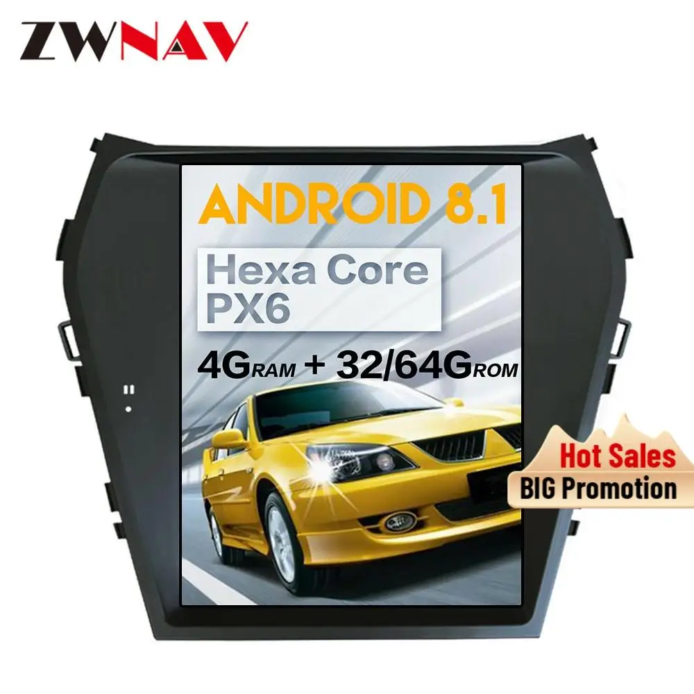 4 + 64G Tesla стиль Android 8 1 автомобильный DVD стерео Мультимедиа для Hyundai IX45 Santa fe радио GPS