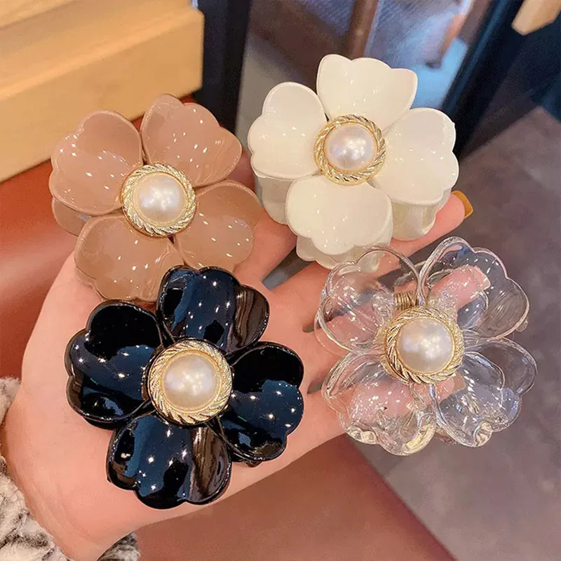 

Plastic Flower Hair Clip Claw крабик для волос for Women Girls сладости Pearls заколка Hair Accessories Barrettes Crab Hairpins