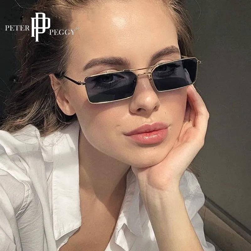 

Солнечные очки в стиле ретро UV400 женские, прямоугольной формы, модные роскошные дизайнерские, в металлической оправе, в стиле стимпанк