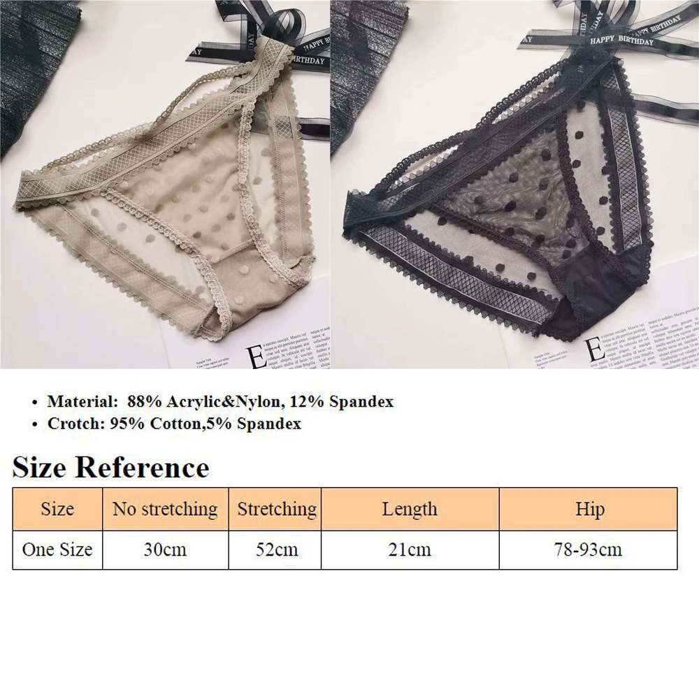 

New Women Underpants Lace Low-Waist Breathable Mesh Lace Sexy Transparent Underwear Dots Fashion Thin Sexy Panties 2021