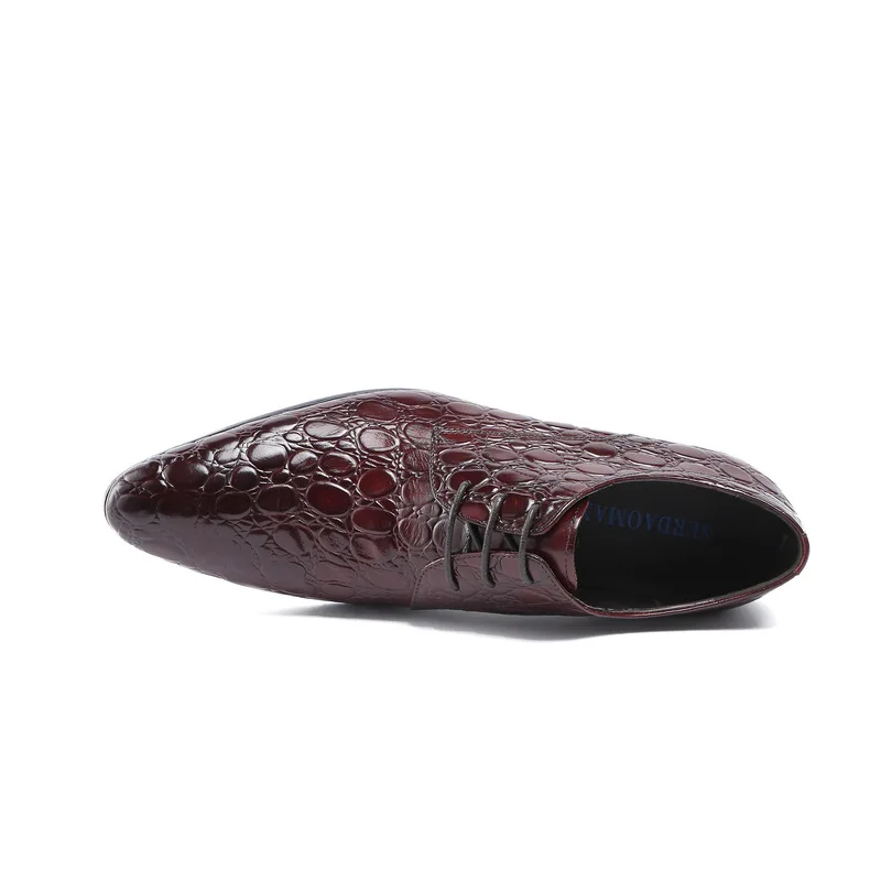 

QYFCIOUFU New Men Wedding Shoes Leather Cow Genuine Formal Business Pointed Toe For Man Dress Shoes Crocodile Skin Oxford Flats
