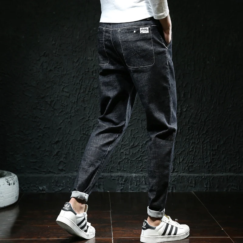 Большие размеры M-7XL черные синие джинсы мужские джинсовые потертые штаны для