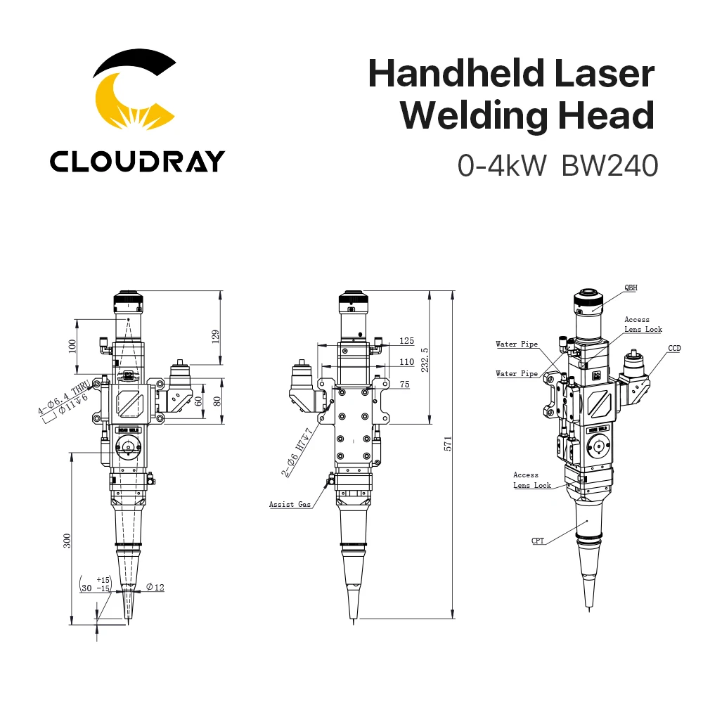 Cloudray оригинальная сварочная лазерная головка Raytools BW240 F100/150 мм FL200/250/300/400 с