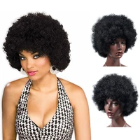 synthetic short afro wig with bangs for black women fluffy hair wigs kinky curly hair for party dance cosplay wigs