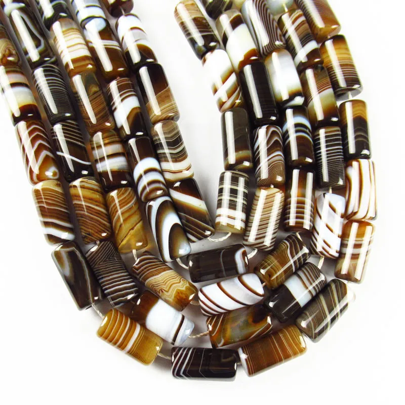 

1Strand 72.8g Coffee White Onyx Agates Column Loose Bead 15.5" 20x10mm TZ746