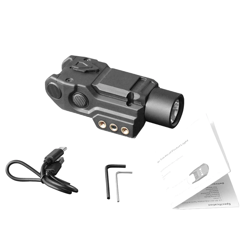 

Laserspeed compact flashlight for pistol rechargeable 450lm LED tactical light for glock 20mm rails