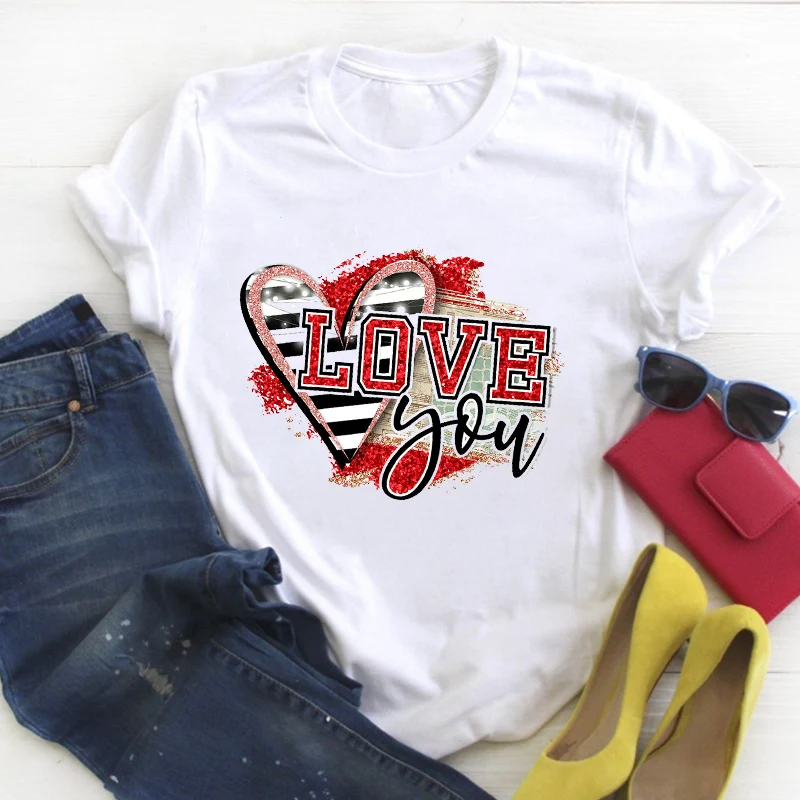 

Women Love Plaid Lover Cute Fashion Valentine Print Summer Female Tshirt Womens T Tee Ladies Top Shirt Clothes Graphic T-shirt