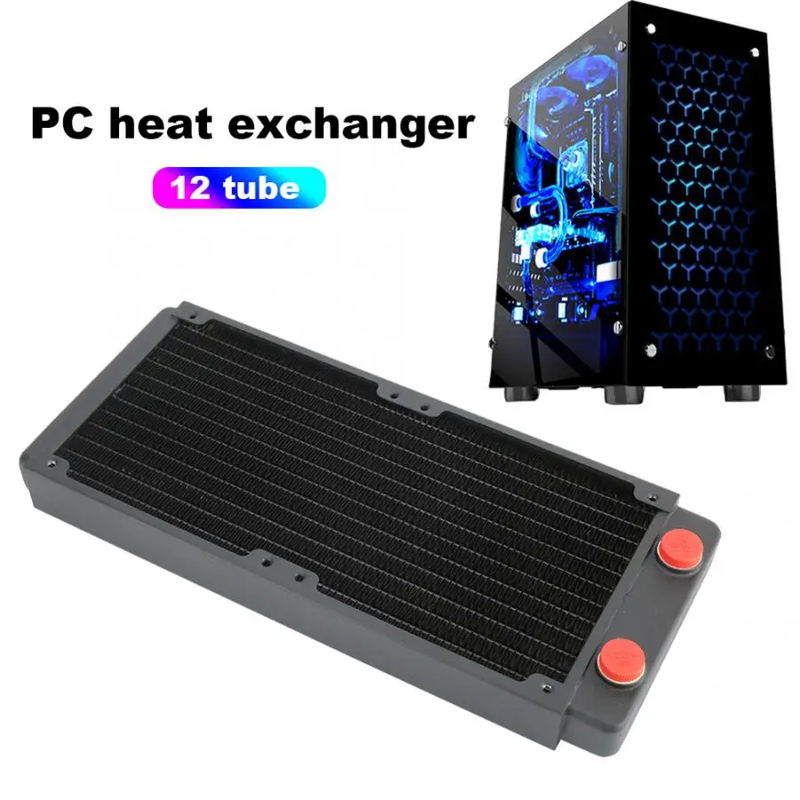 Медный радиатор для водяного охлаждения компьютера с резьбой G1/4 12 трубками