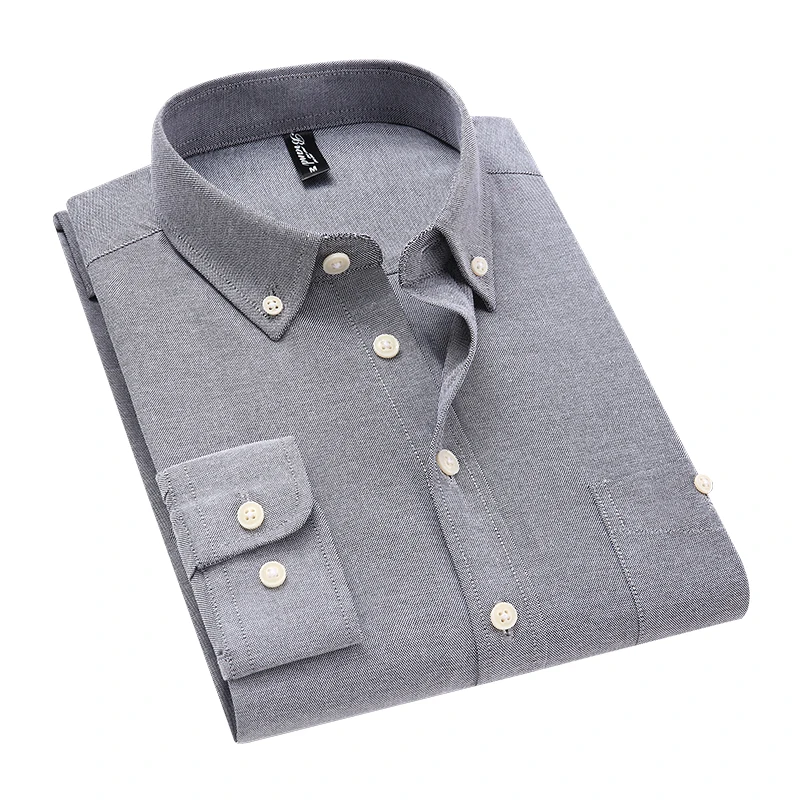 

Autumn New Button Man Shirt Men Long Sleeved Fashion Casual Regular-Fit Pink White Oxford Shirt Brand Clothes 4XL 5XL
