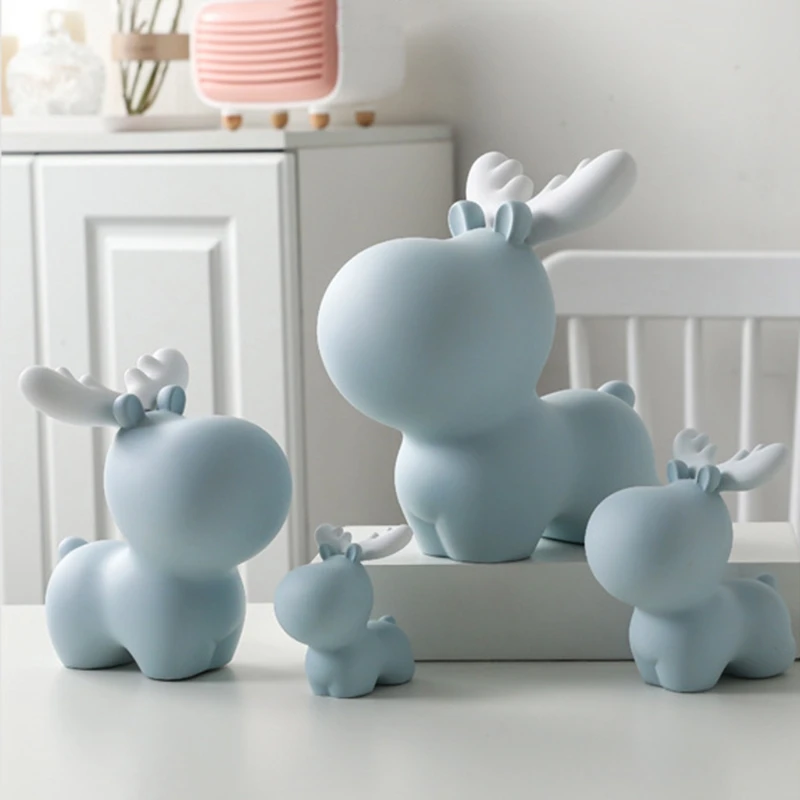 

Fawn Statues Piggy Bank Resin Decorative Ornaments Home Decor Modern Cartoon