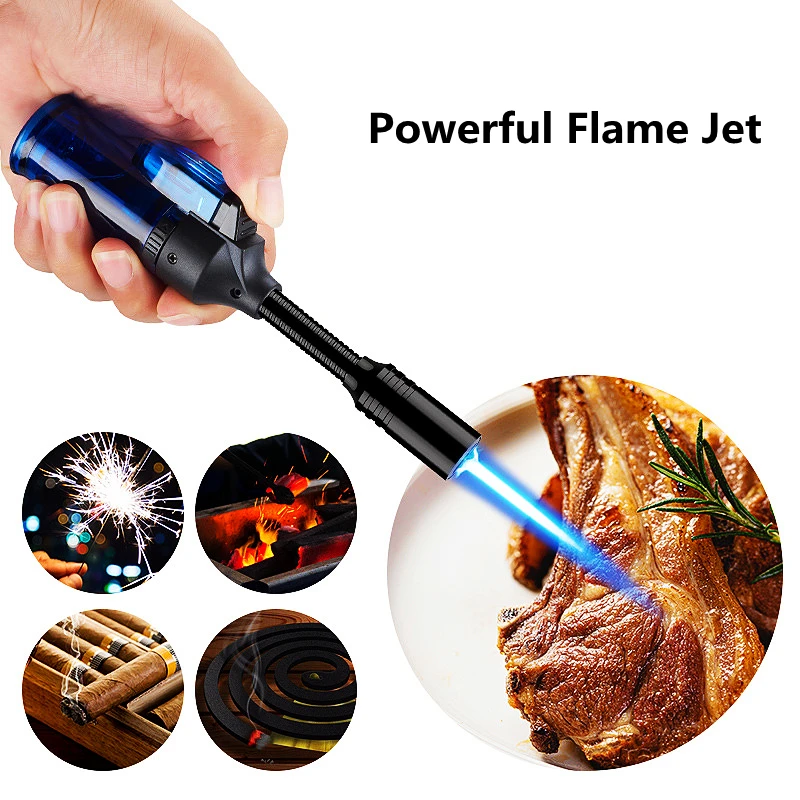 

New Windproof Long Hose Kitchen Stove Lighters Gas Butane Cigar Lighter Household Candle BBQ Igniter Camping for Man