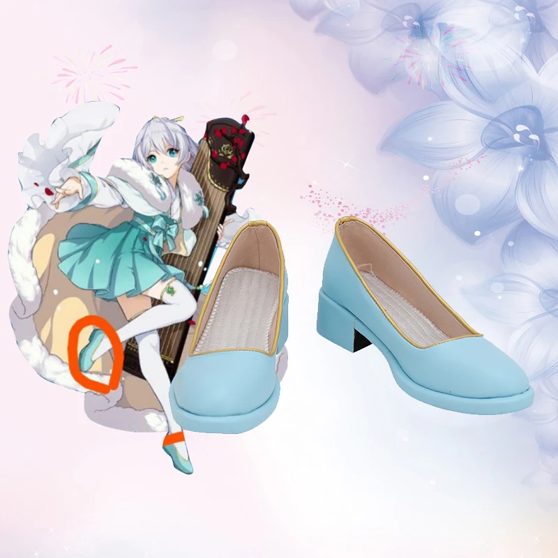 

Honkai Impact 3rd Theresa Apocalypse Blue Cosplay Shoes Leather Custom Made For Halloween Party