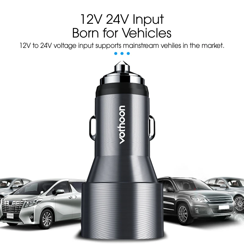 Автомобильное зарядное устройство Vothoon со светодиодным дисплеем и двумя USB