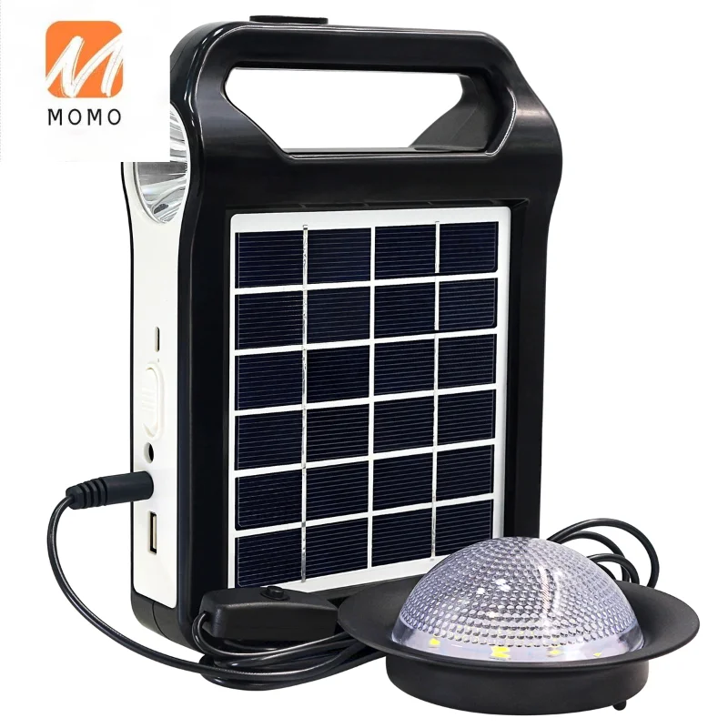 

Small MOQ Solar panel system with 2 torch lights and inner mobile power bank