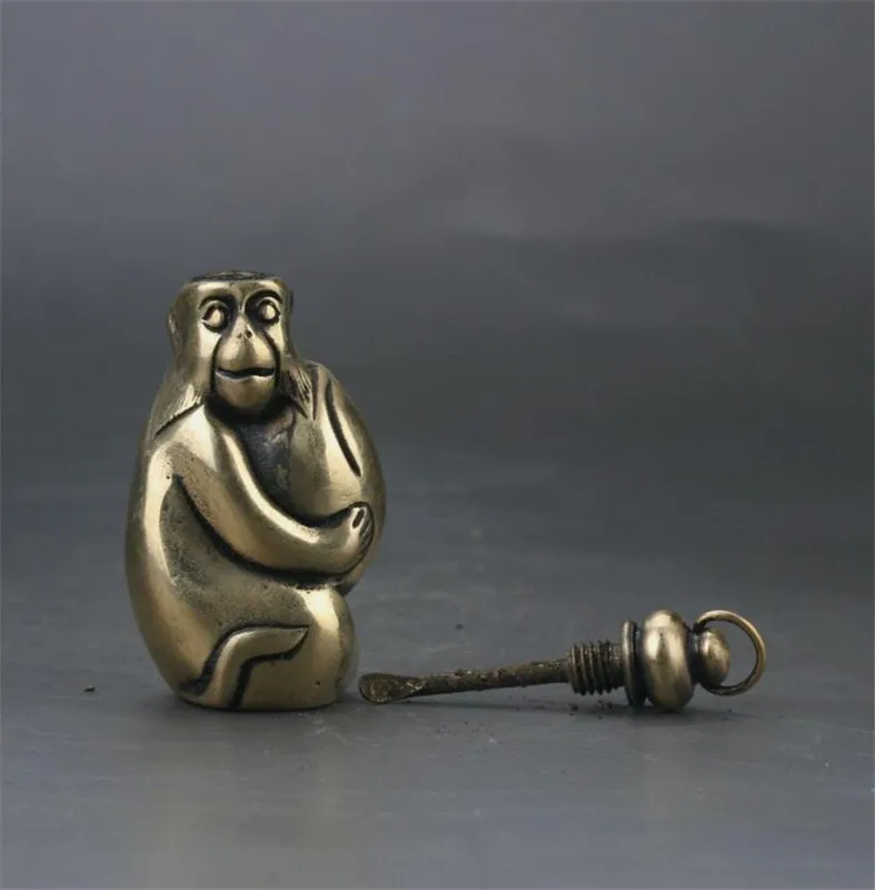 Медная статуя изысканная китайская Бронзовая резная макак с животными