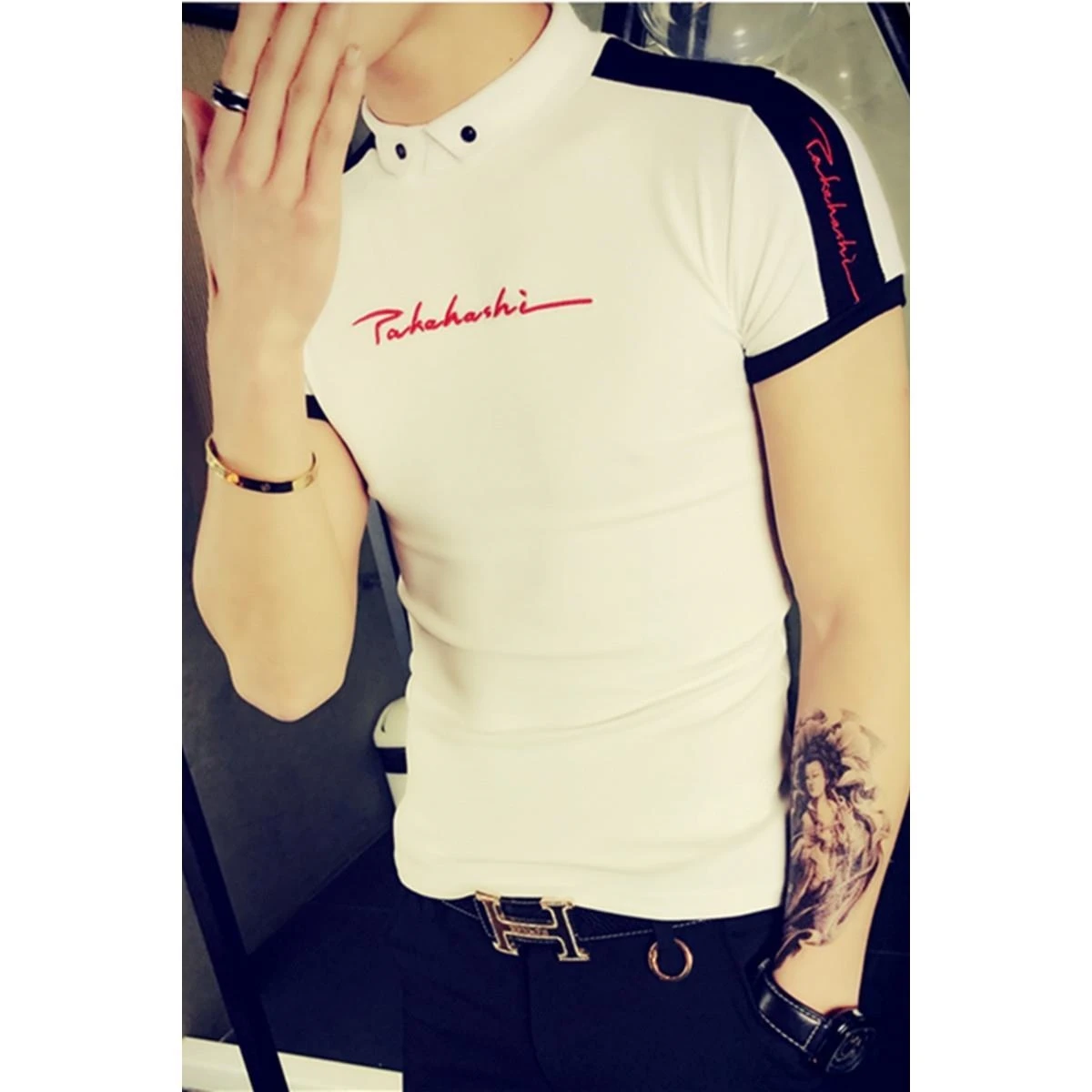 

Top T-shirt Fashion Trend Slim Versatile Polo Shirt 2020 New Lapel Short Sleeve Man Sleeve Style Sleeve Length(cm) Pattern Type