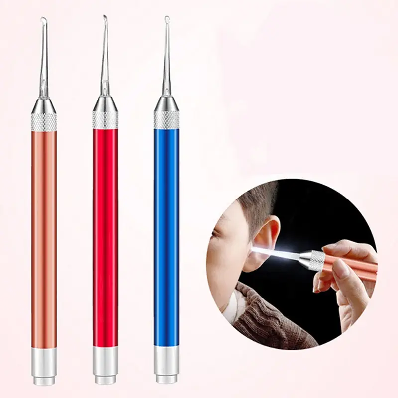 

Flashlight Earpick Remover Luminous Ear Curette Light Spoon Baby Ear Wax Cleaner Cleaning Ear Care Tool For Children Random