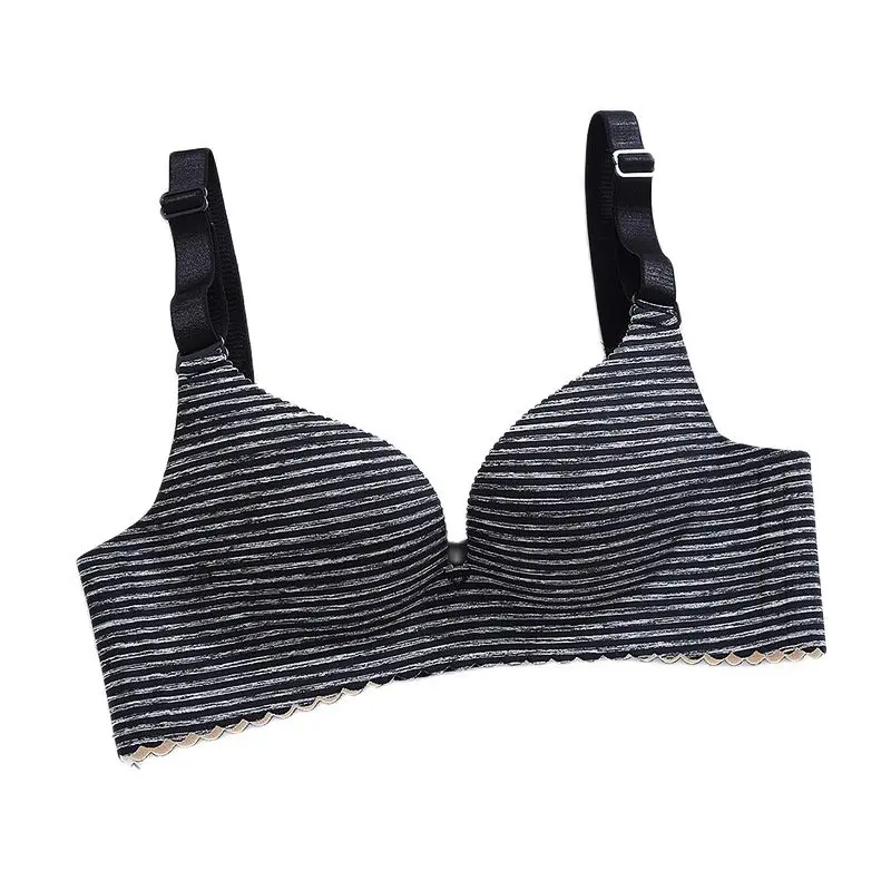 Сексуальный бесшовный бюстгальтер в полоску для женщин пуш ап A B беспроводное