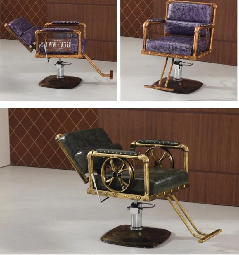 

Retro barber shop hair salon high-end hair cutting chair can be put down online celebrity chair simple modern beauty salon chair