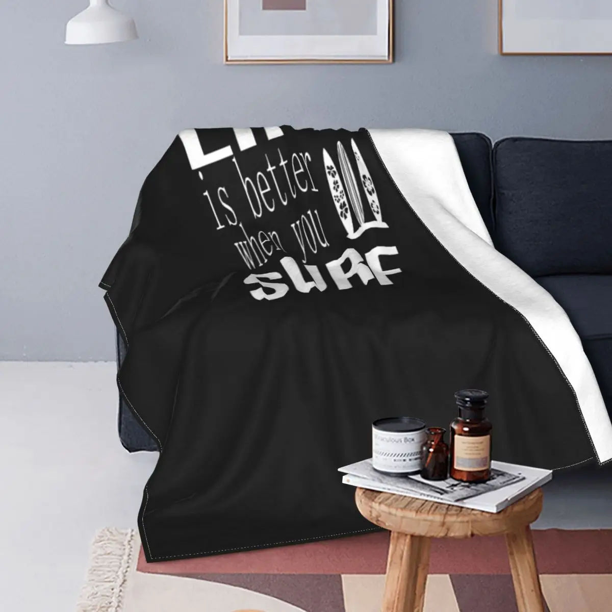 

La vida es mejor cuando Surf, manta, colcha, cama a cuadros, sofá a cuadros, manta de muselina, funda para niños
