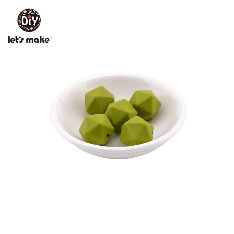 green bean Let' s сделать 20 шт. Силиконовые Бусины Пищевой шестигранный силиконовый шарик 14 мм Сделай своими ругами слингобусы соска цепь Bpa Бесплатный Детский Прорезыватель - Цвет: green bean