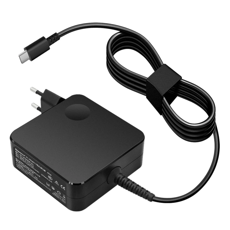 

65W 20V/3.25A Power Adapter Type-C Square 1.8M Power Adapter for Lenovo R480, E480, E580, X280, X390 T480 T490(EU Plug)