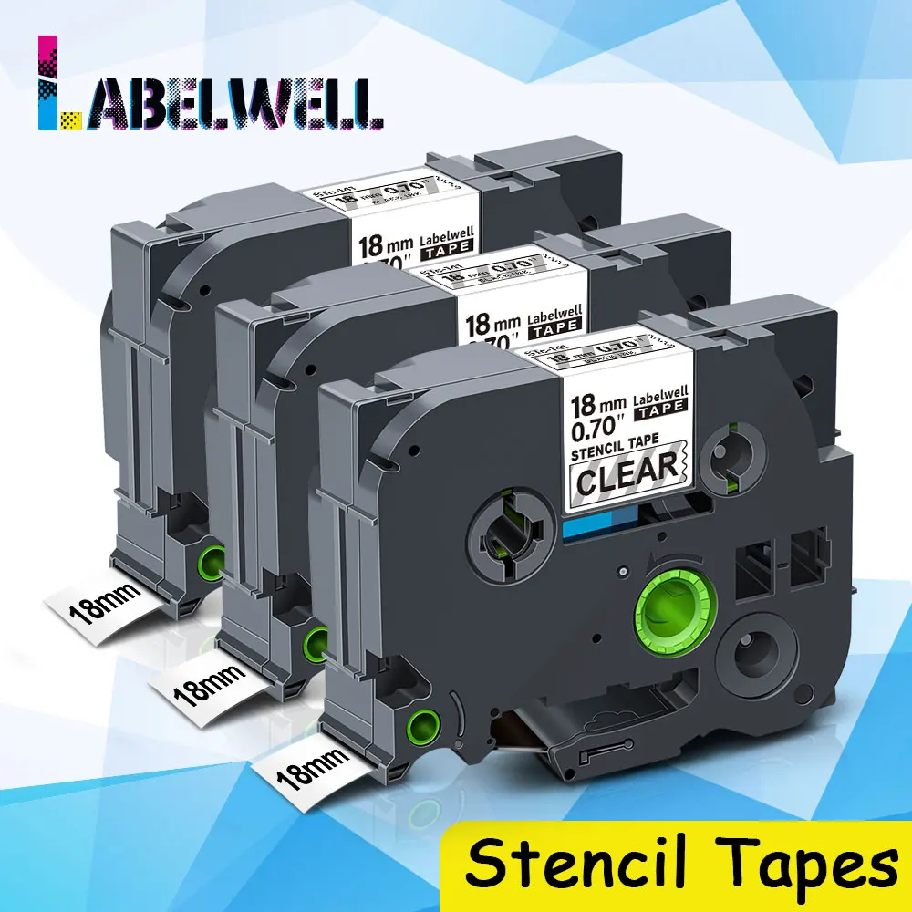 Labelwell 3PK черный на чистые лейблы 18 мм * 3 м совместимы для Brother STe 141 STe-141 STe141 Трафарет