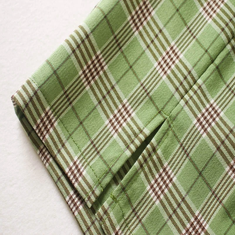 Summer mini skirt women high waist skirts vintage plaid harajuku split korean a line sexy pencil green | Женская одежда